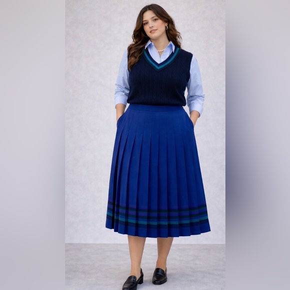 Pendleton Dresses & Skirts - Pendleton vintage Royal Blue - Wool Pleated Midi Skirt - 34” waist